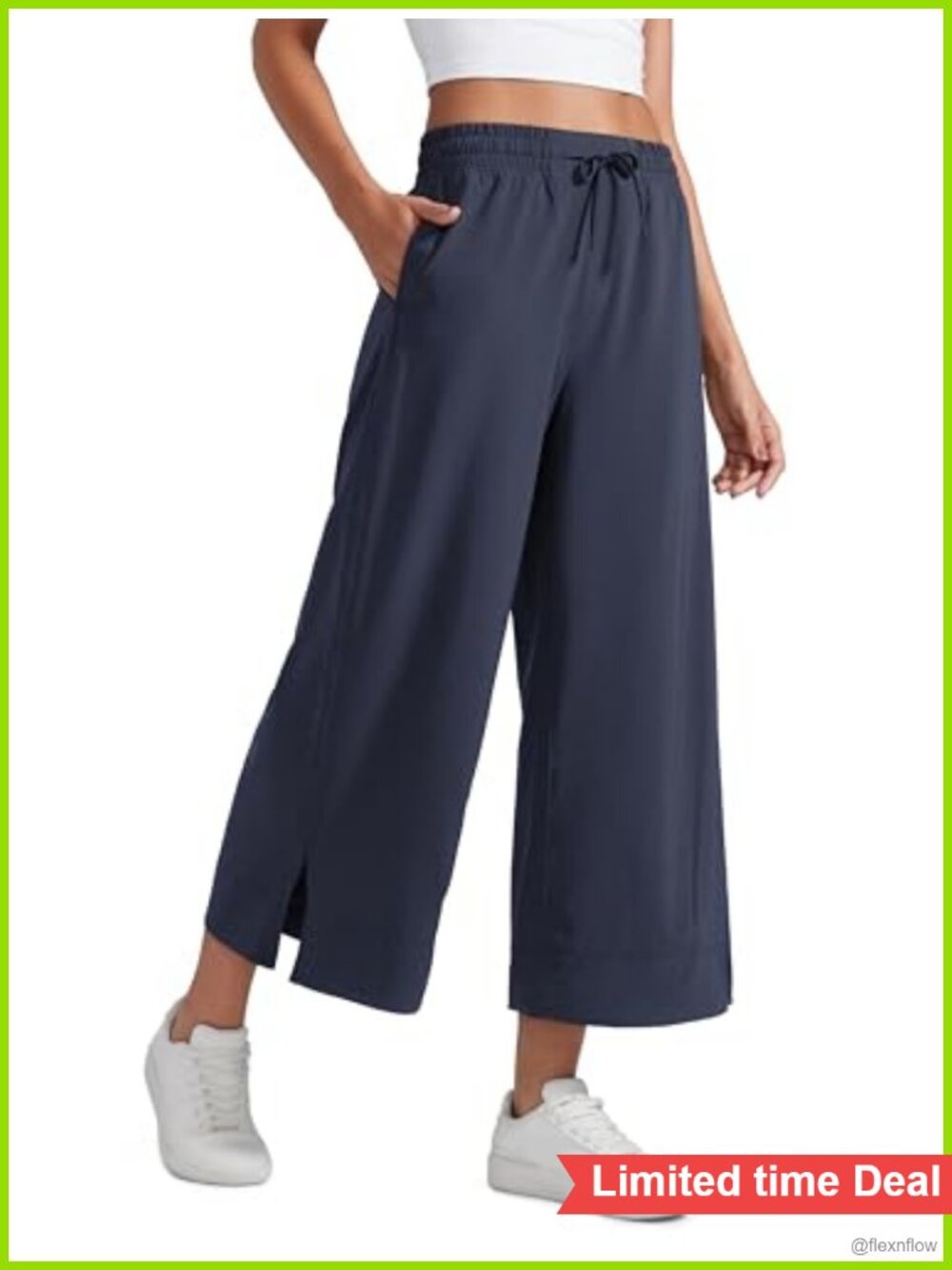 Wide Leg Crop Yoga Pants High Rise 25" Inseam Lightweight Quick Dry